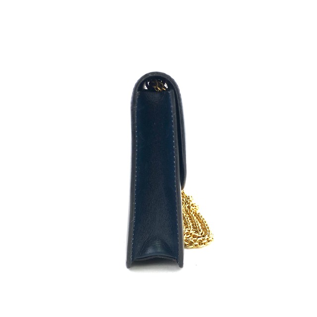 CELINE セリーヌ　エンブレム　ブラゾン　レザー　ポシェット　チェーン　ミニバッグ　ショルダーバッグ　ネイビー　vintage　ヴィンテージ　オールドセリーヌ　vi3y3w