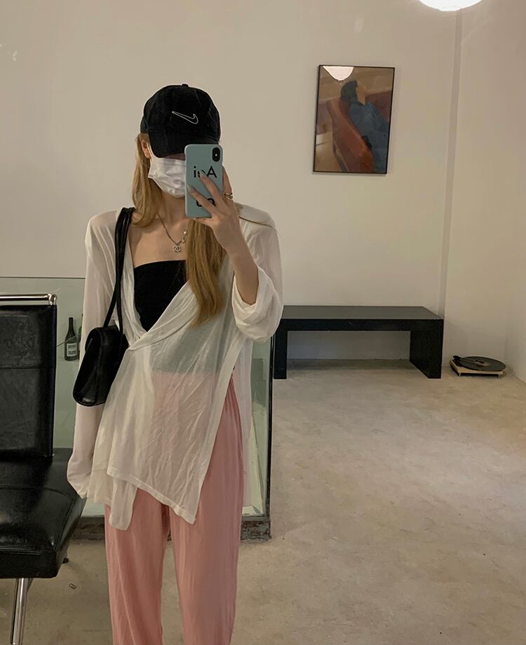 ブラックサマースタイル薄手ホワイト ロング 夏物 ブラックストロベリース77302088734