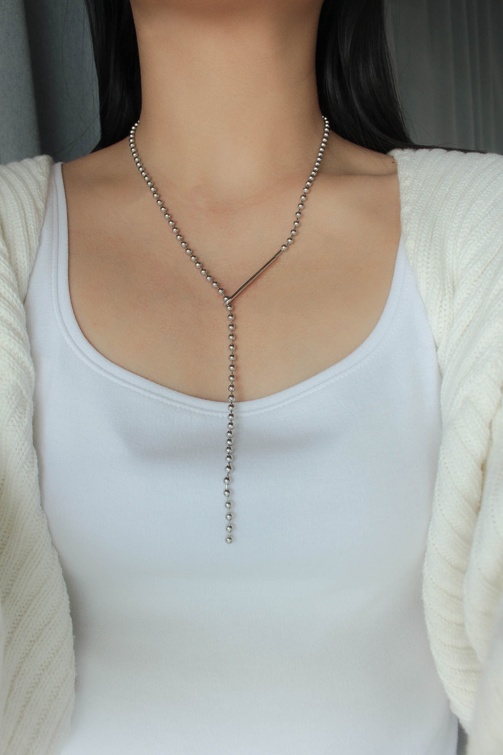 ボーニー BALL & HOOK ネックレス チェーン チョーカー Sv925 Ball Y Shape Hook Necklace | 金属アレルギー対応のアクセサリー ebine