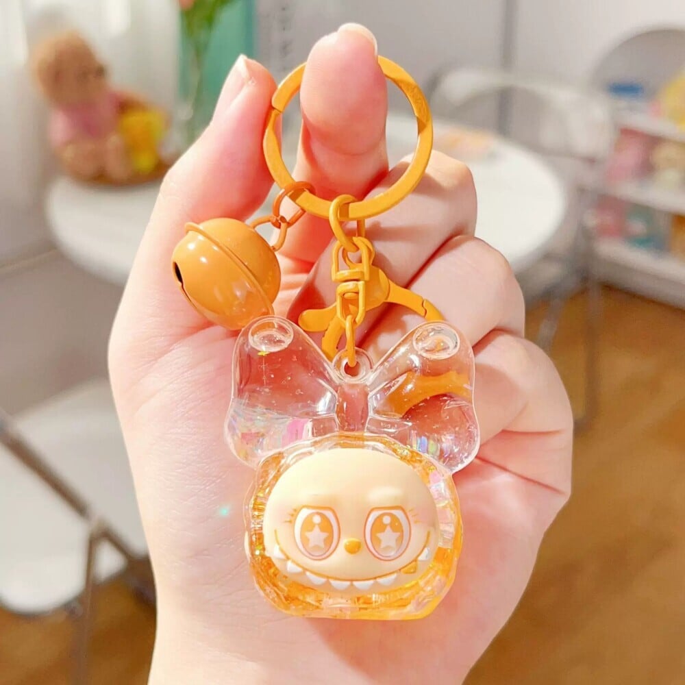 キラキラ爆閃！リボンLabubu キーホルダー＆しずくラブブ！アクリル