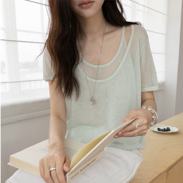 layered design sheer top 14604