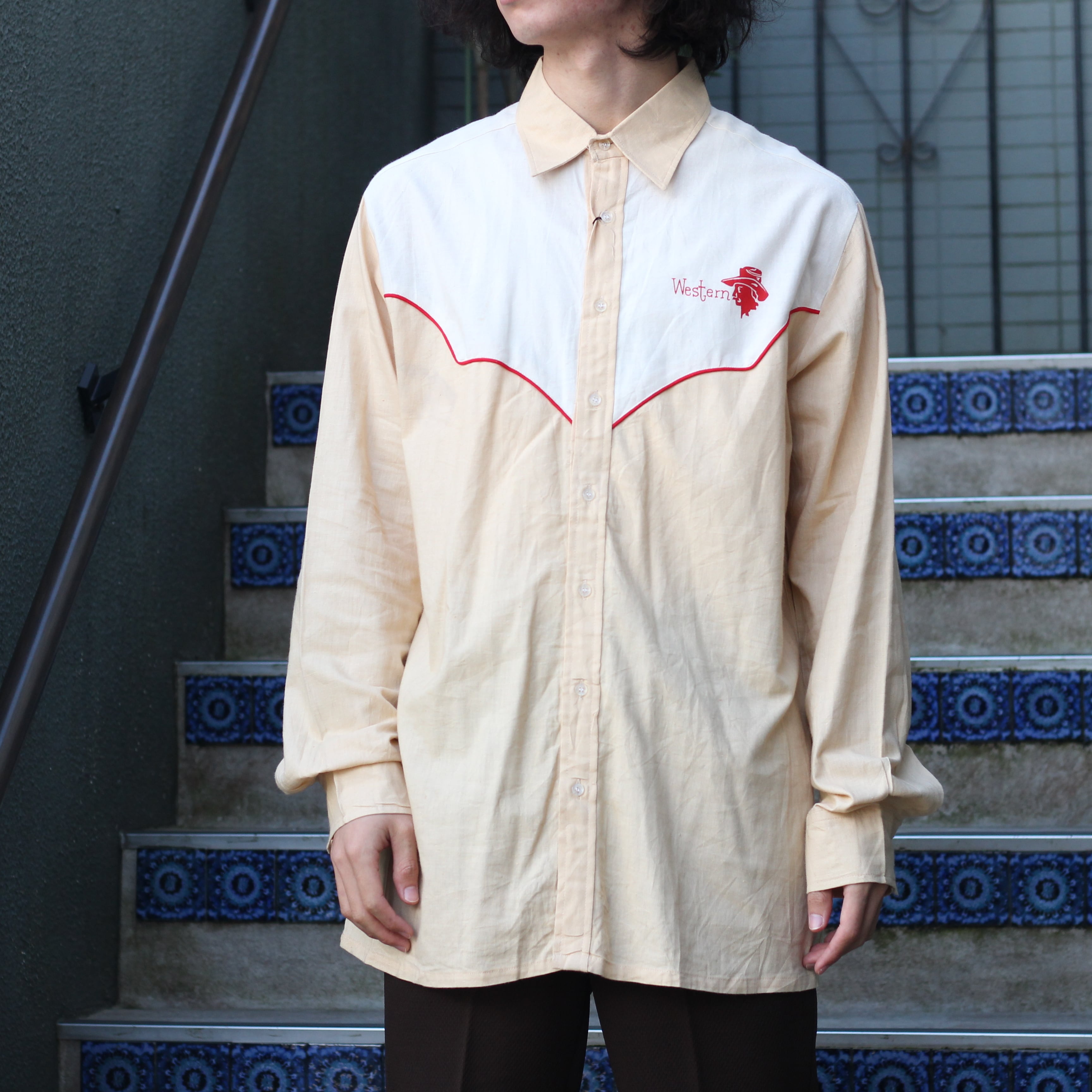 vintage western design shirt 刺繍