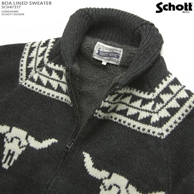 ボアラインドセーター｜ジップカーディガン｜カウチンセーター