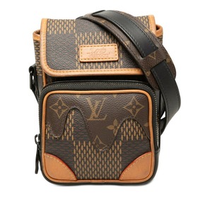 ルイ ヴィトン × NIGO ダミエ ジャイアント アマゾン メッセンジャー 斜め掛け ショルダーバッグ N40357 ブラウン PVC レザー レディース LOUIS VUITTON 【中古】