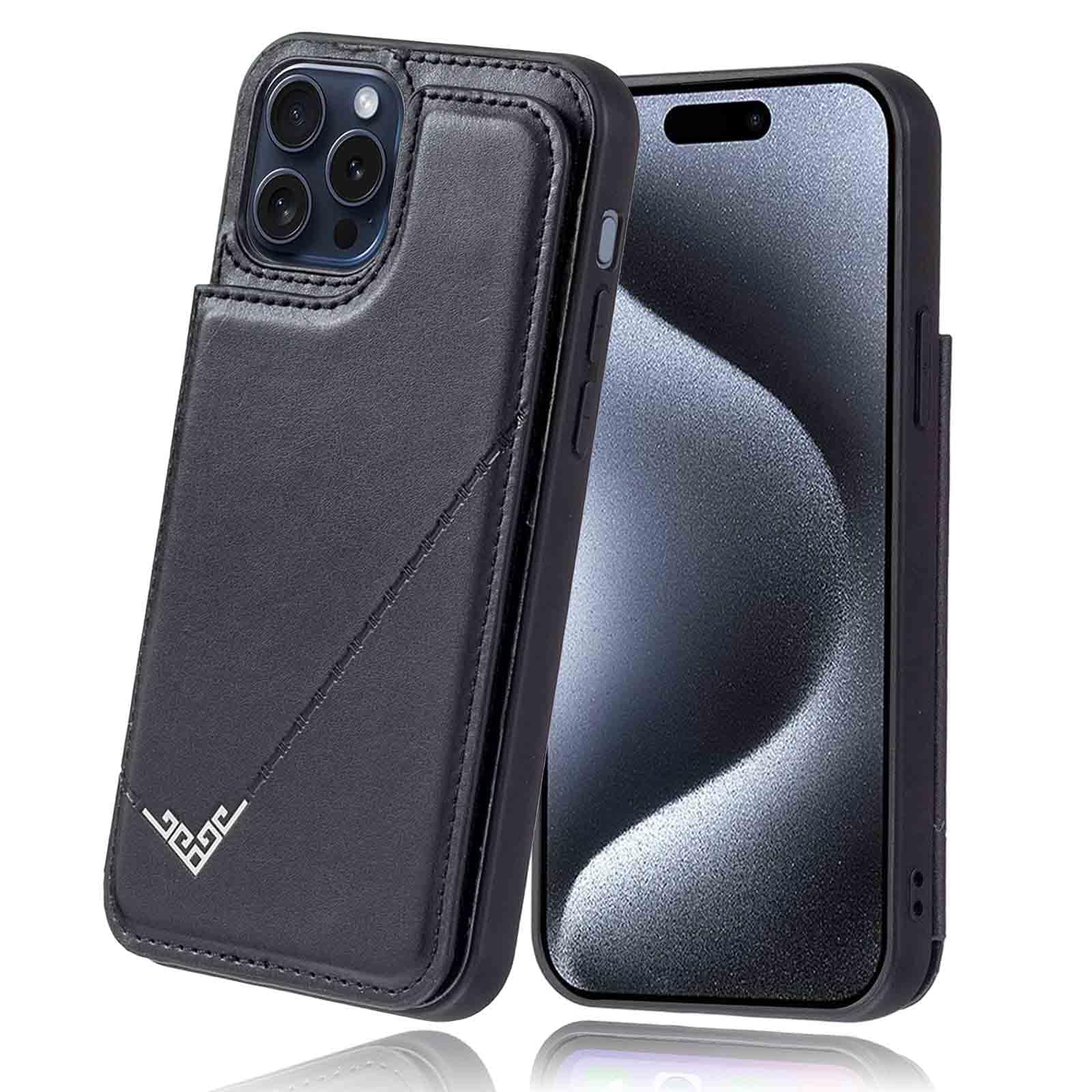 【Viesa】背面カバー ケース手帳型 互換性 iPhone 16 6.1 inch 対応 APPLE ランヤード付 背面型ケース (ブラック) 美しい、軽·薄 持ちやすい、滑り止め、すり傷防止マグネット 横置きスタンド機能 財布型 スマホバックカバー アップル アイフォン16 6.1インチ iPhone16 BLACK