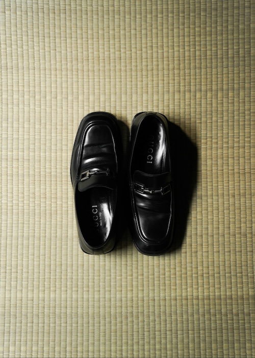 00’s GUCCI square toe bit leather shoes