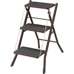 ステップ台 踏み台 3段 折りたたみ おしゃれ 滑りにくい スリム コンパクト スチール 軽量 持ち運び グリップ付き ノンスリップ 収納 ディスプレイ 簡易チェア チェア スツール ブラウン 茶 レッド 赤 ホワイト 白