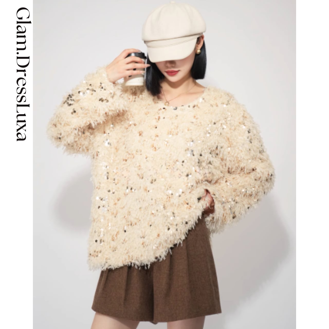 スパンコール ファンシーニット/2color_T1208