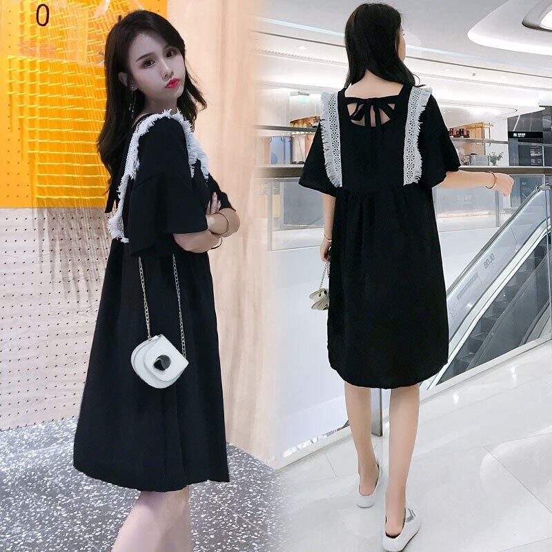 【新作】【送料無料】 マタニティ服夏半袖Telミッドロングイージーマッチングルーズスタイリッシュドレス妊婦妊娠服 ショート ハーフスリーブ サマー 夏物 AL expec346867824052