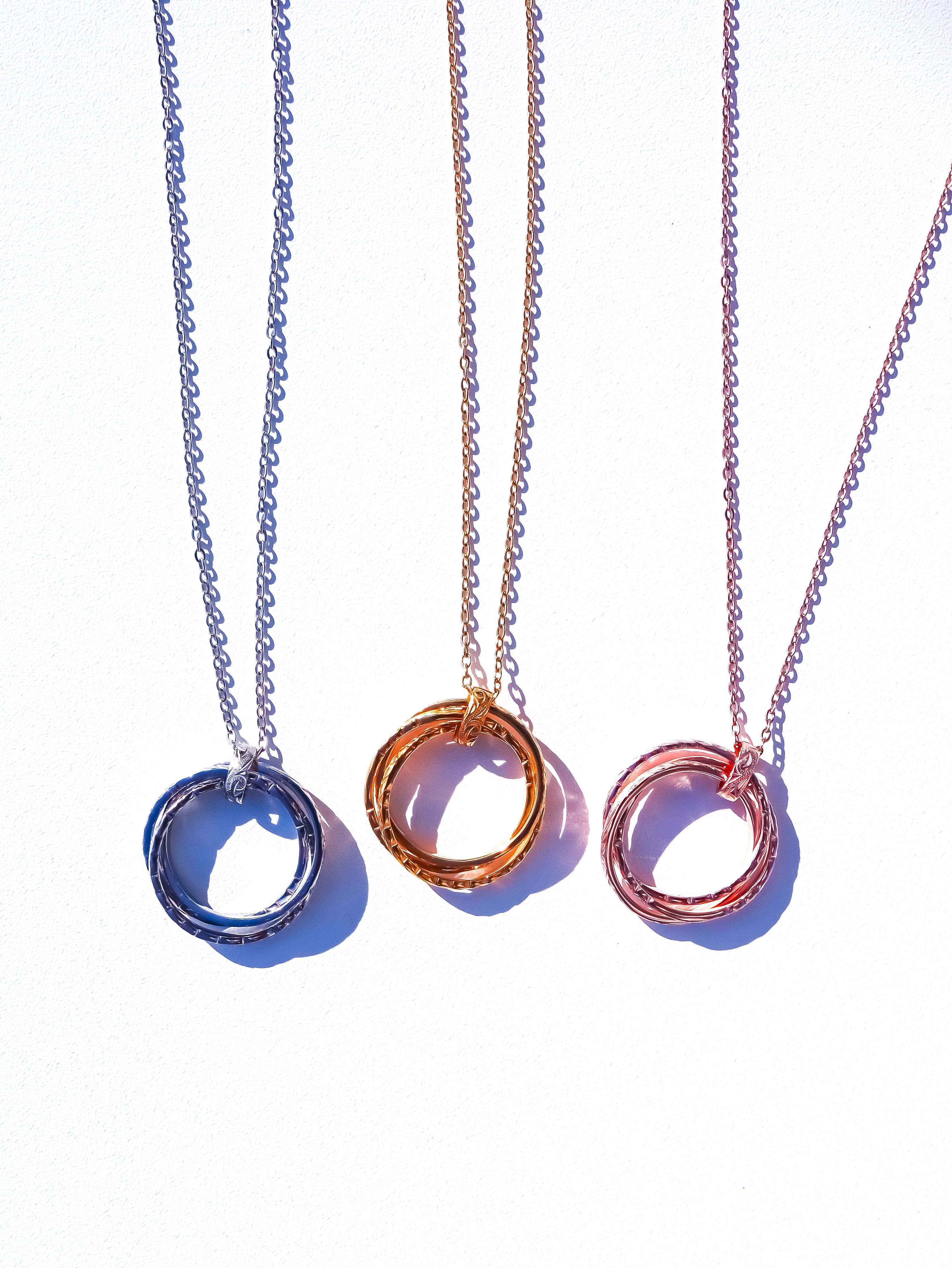 Triple ring GLASS HOLDER necklace