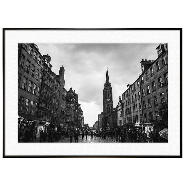 イギリス写真 スコットランド エディンバラ ロイヤル・マイルB インテリア モノクロアートポスター額装 AS0103