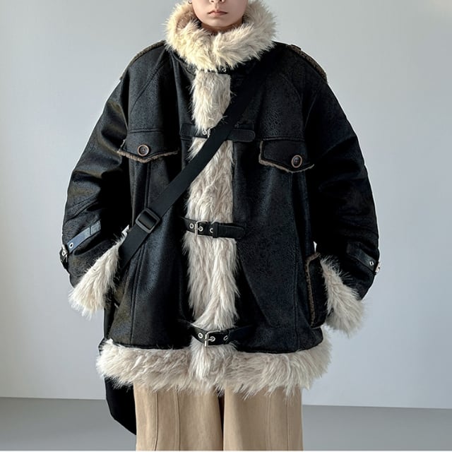 予約販売】ボアジャケット メンズ ショート丈 レザー 裏ボア ビッグ