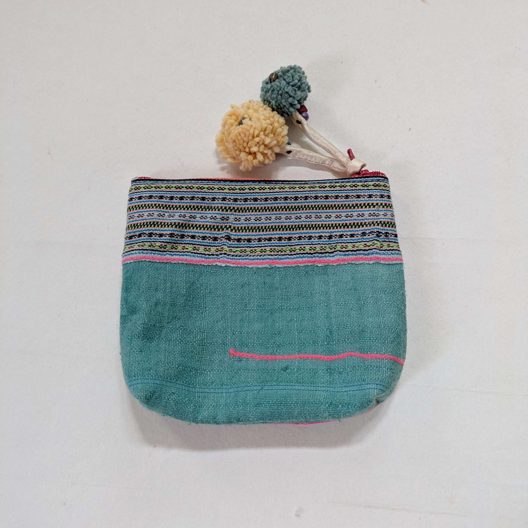 チェンマイ 古布のポーチ青