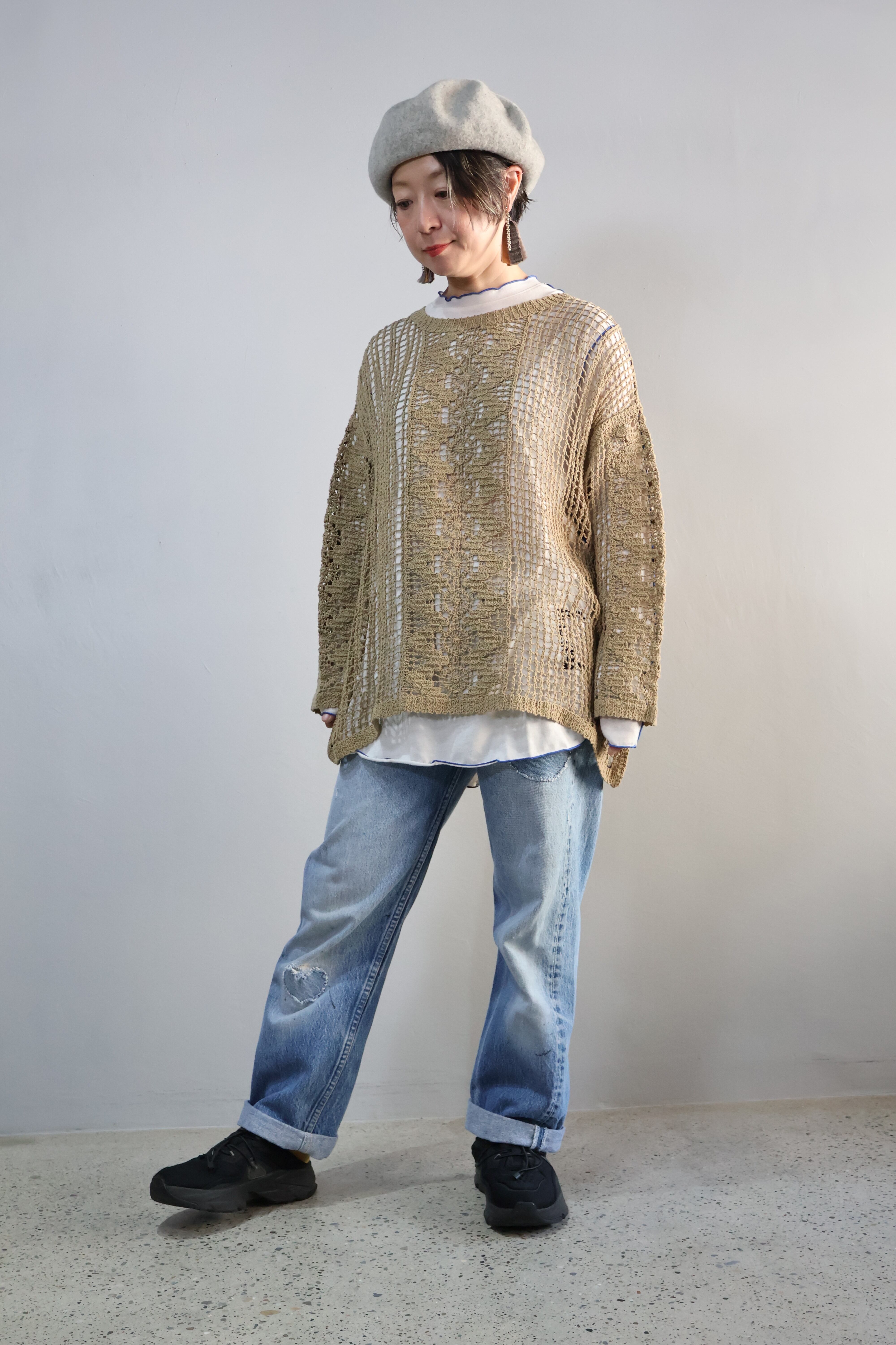 透かし編みクルー長袖【12506-283-30】2025AW | KAKELA&TRANQUIL