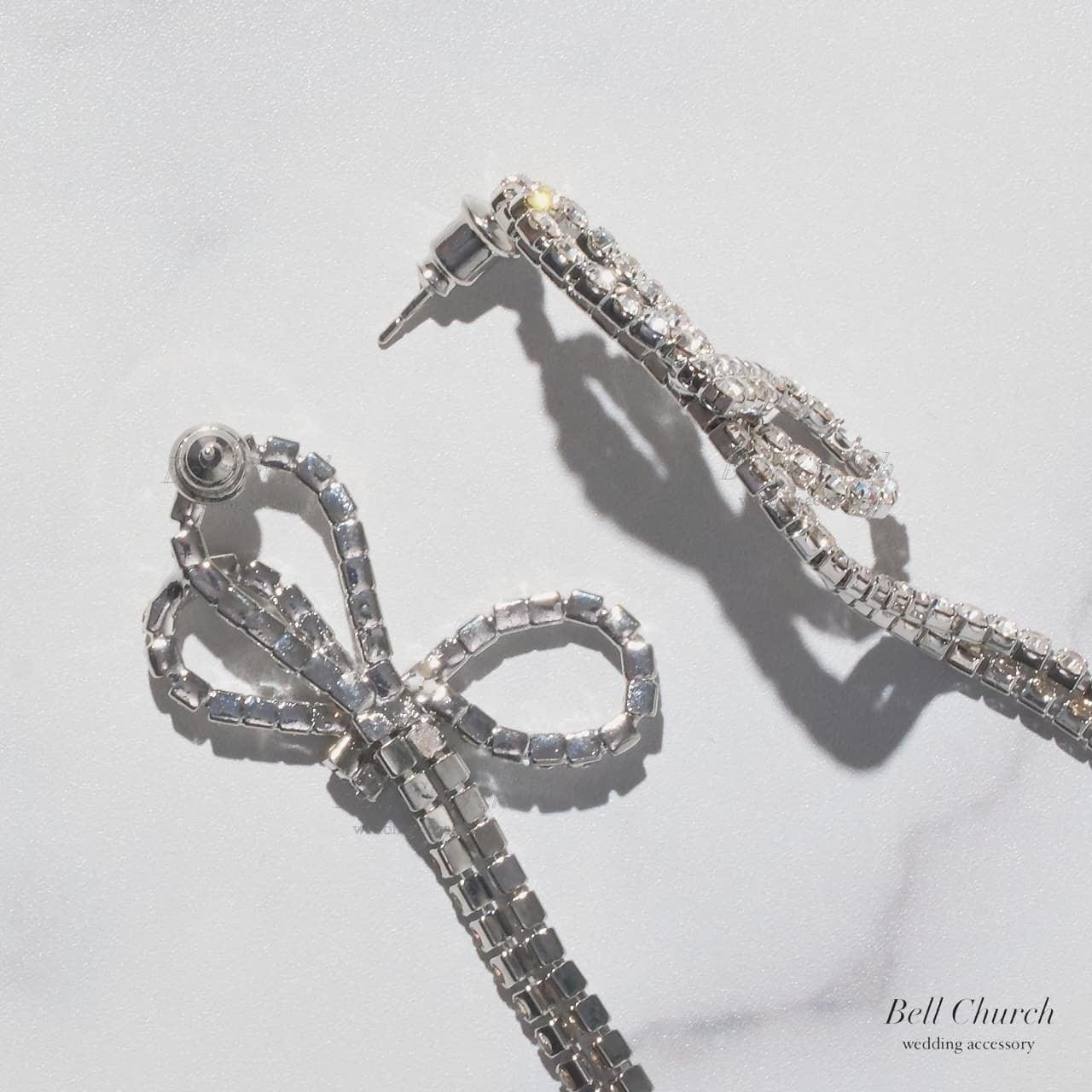 ウエディングピアス イヤリング｜ジルコニア｜リボン 蝶結び モチーフ