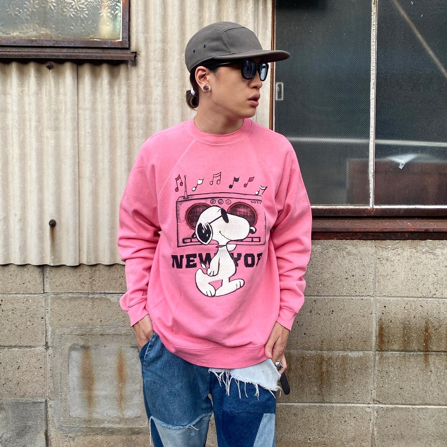 80年代 80s SNOOPY スヌーピー PEANUTS ピーナッツ NEW YORK ラグラン 