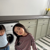 PEPPER 26/SP(Mom) Pepper-speckled striped T-shirt