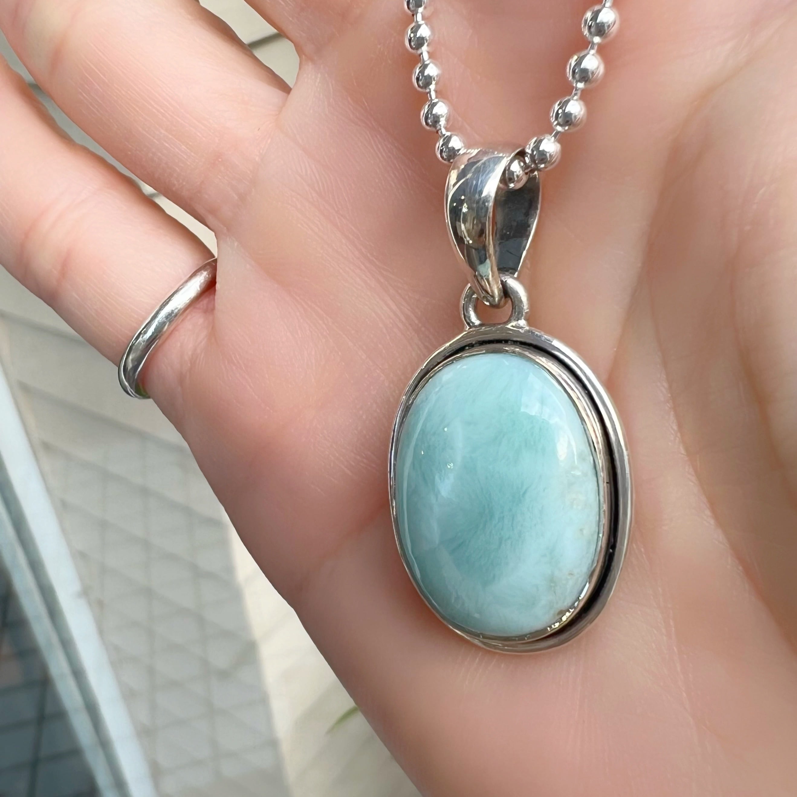 一点物 ラリマー オキシダイズ ライン オーバル型 ペンダント | 【公式  