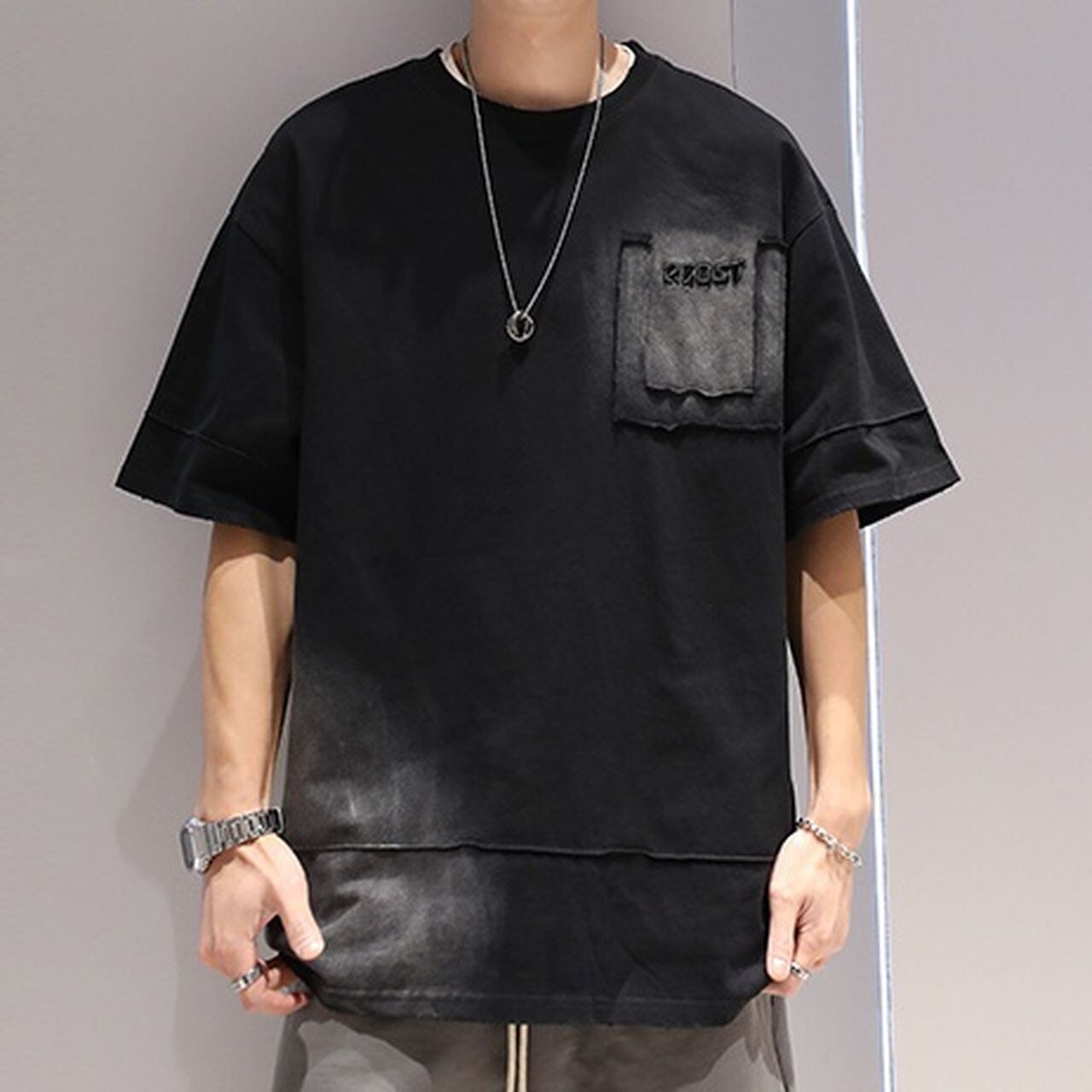Hip-hop style contrast color T-shirt(MT1244)