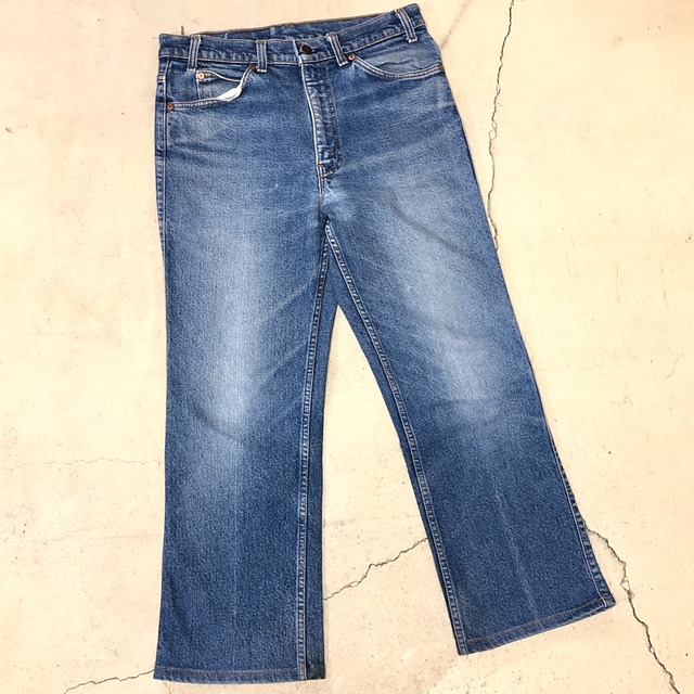 ⊕ 1980'S LEVI'S DENIM PANT W32 L26.5 USA "ストレッチ,フレアシルエット"