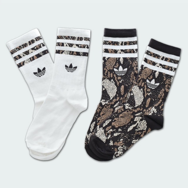 アディダス オリジナルス スネークグラフィック クルーソックス 2足組 adidas Originals Snake graphic crew socks 2p KW9196