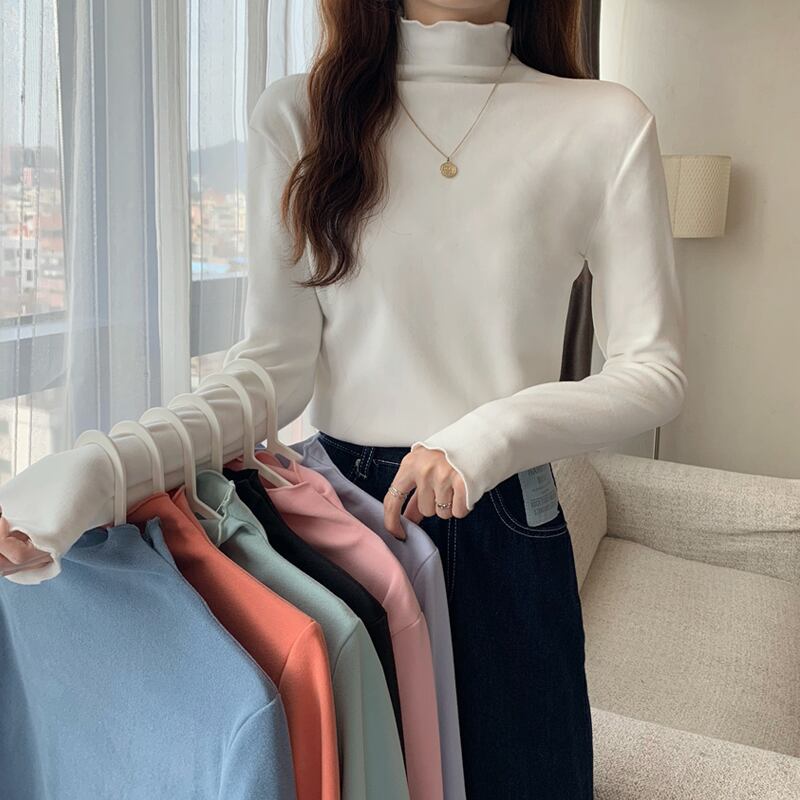 カラーシャツ スプリングオータムホワイトトップス スタイルTシャツ 春物 秋物 試着室7676183537