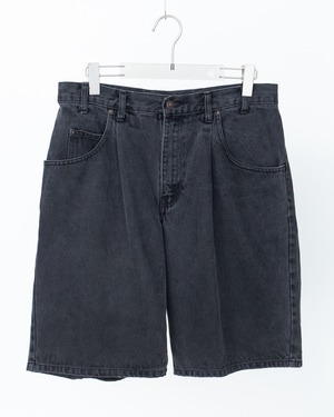 wide silhouette fade black denim short trousers