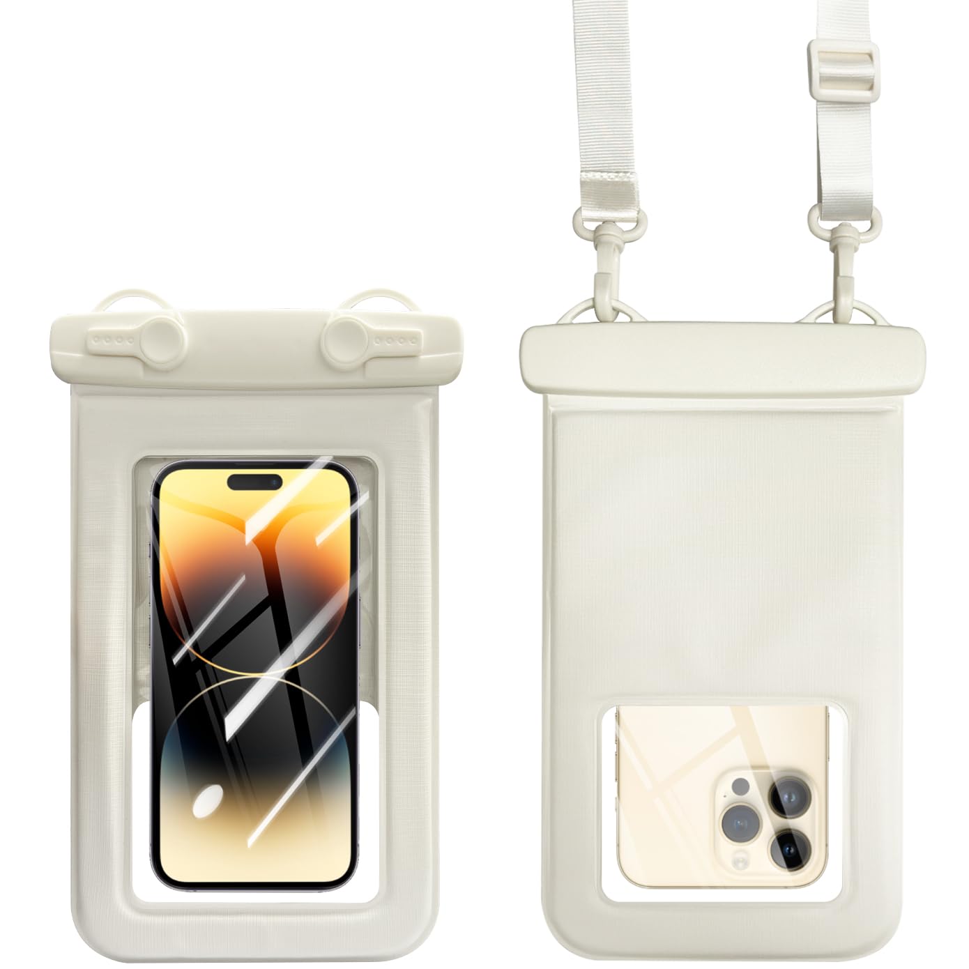 スマホ 防水ケース お風呂 海 首かけ 水中 操作不可 IPX8 顔認証 入れたまま操作可能 浮く 水没防止 水中タッチ対応 小物 収納 最大7.0インチ スマホに対応可能 適用端末:iPhone 17 16 15 14 13 Mini Pro Max Xperia android ストラップ付き ホワイト