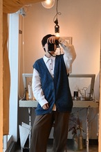 1990’s DENMARK BLUE WILLIS Indigo Cotton Knit Vest／XL