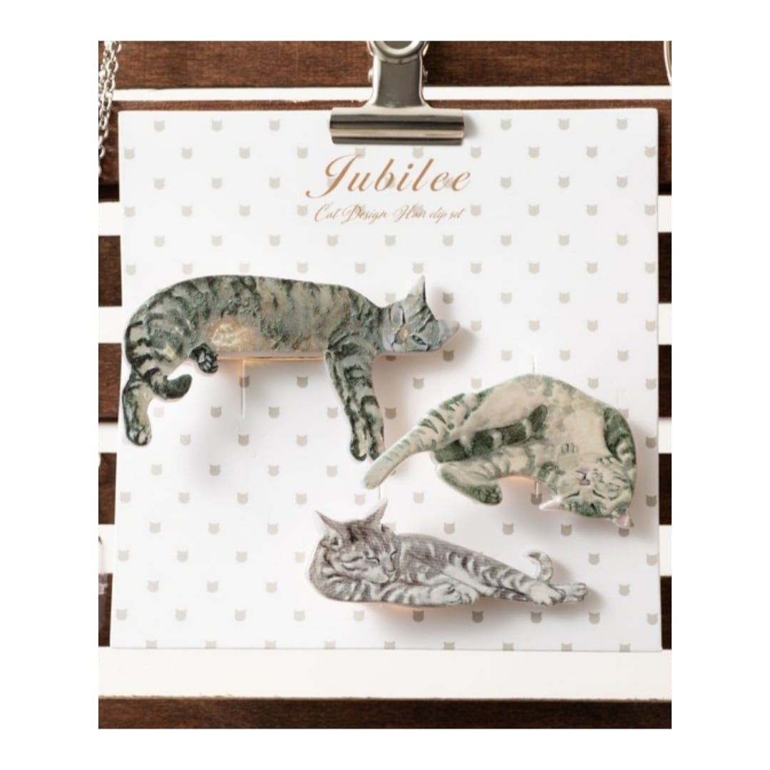 ネコ/にゃんこ猫モチーフのヘアクリップ3点セット/送料220円〜C0pernicus