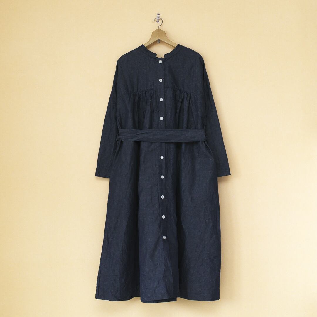 Gauze# ガーゼ G591 フロントタックワンピース・インディゴ