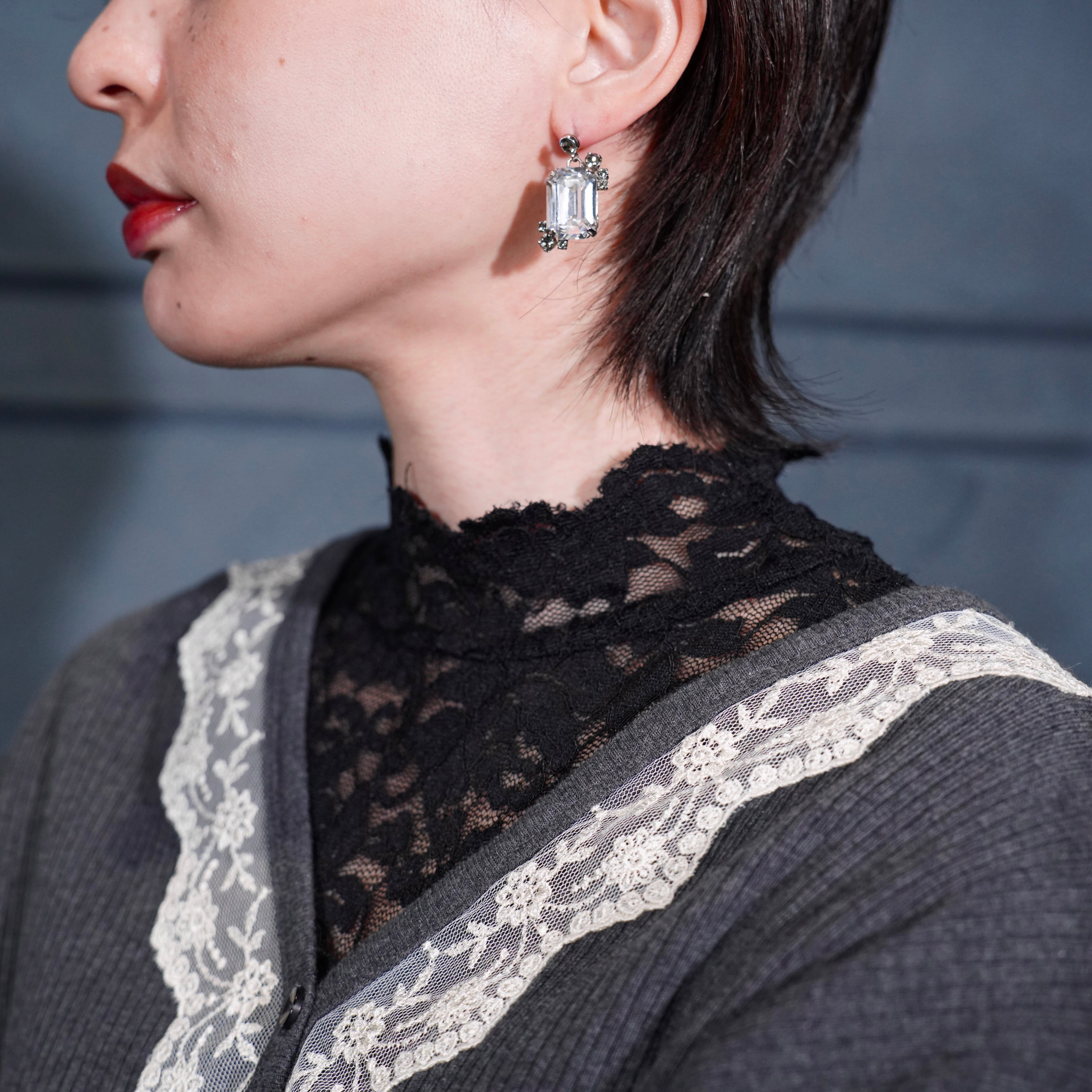 Chrisitian Dior CLEAR CRYSTAL STONE DESIGN EARRING/クリスチャン