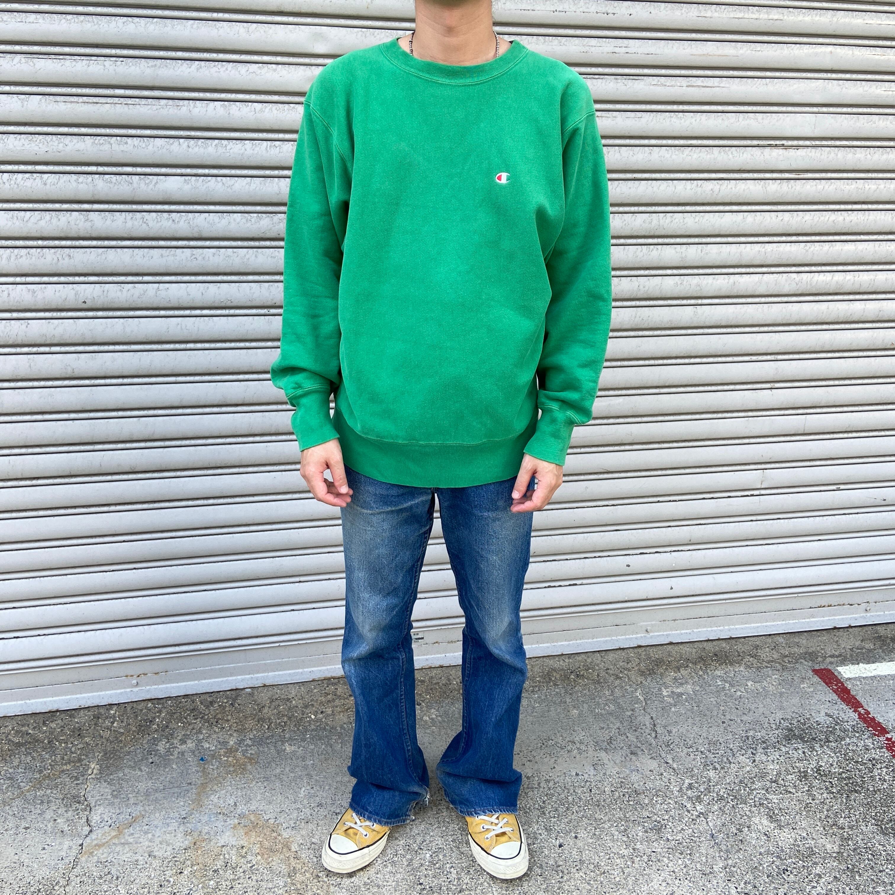 80s Champion リバースウィーブ スウェット プリントタグ 緑 L | 古着 