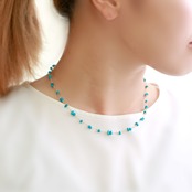 爽やかなブルー！ターコイズ眼鏡留め ネックレス K14GF ne1215