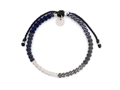 Check Patterned Bracelet/Navy Silver[チェック柄ミサンガブレスレット]