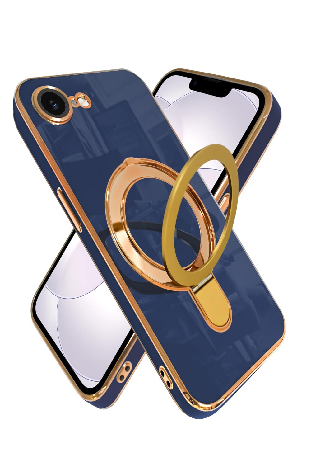 シズカウィルRe iPhone 17e / 16e 用 スマホケース MagSafe対応 耐衝撃 リング スタンド ワイヤレス充電 ブルー 1個入り