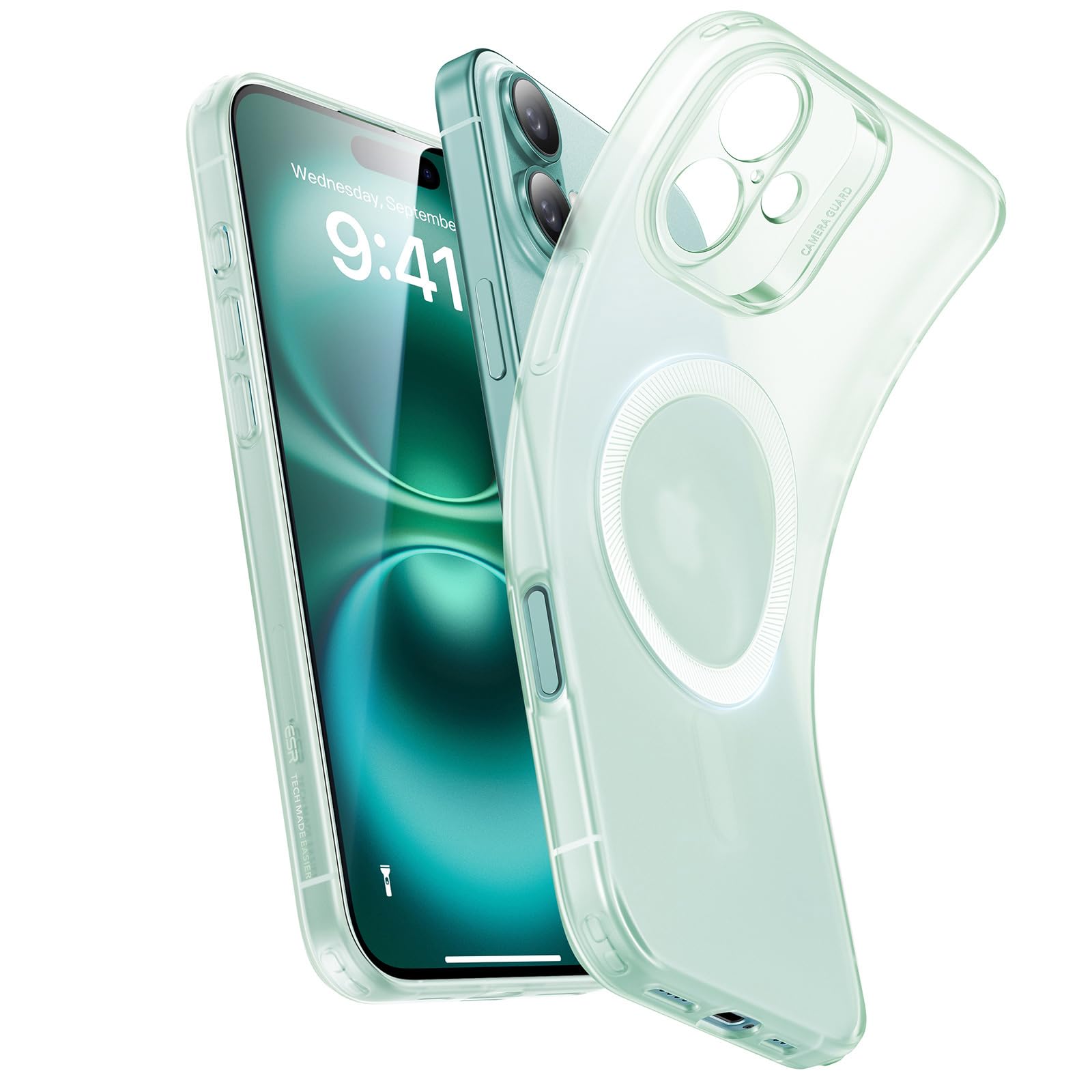 【努力特価】【極薄&黄変対策】ESR iPhone 16 ケース MagSafe対応 カメラ保護 耐衝撃薄型カバー 黄ばみ防止 耐傷性 いphone16専用マグネットスマホケース iPhone16対応 アイフォン16 Zeroシリーズ フロストグリーン