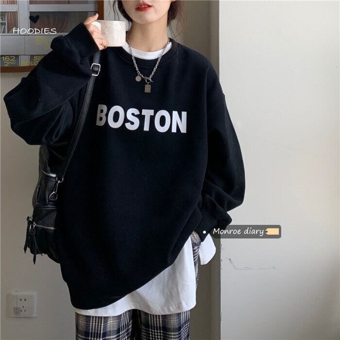 ブラックスウェット ルーズスタイルプルオーバー ジャケット ストリート モンロー83055536407