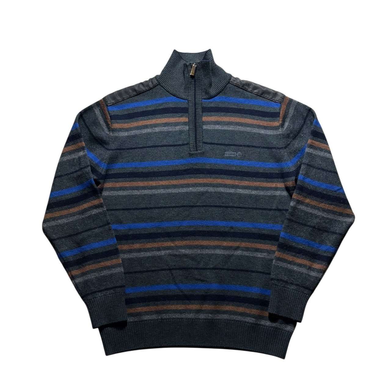ZILLI shoulder patch half zip sweater