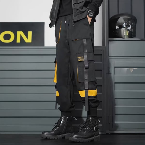 イエローアクセント ストラップカーゴジョガーパンツ(ruf_02906)