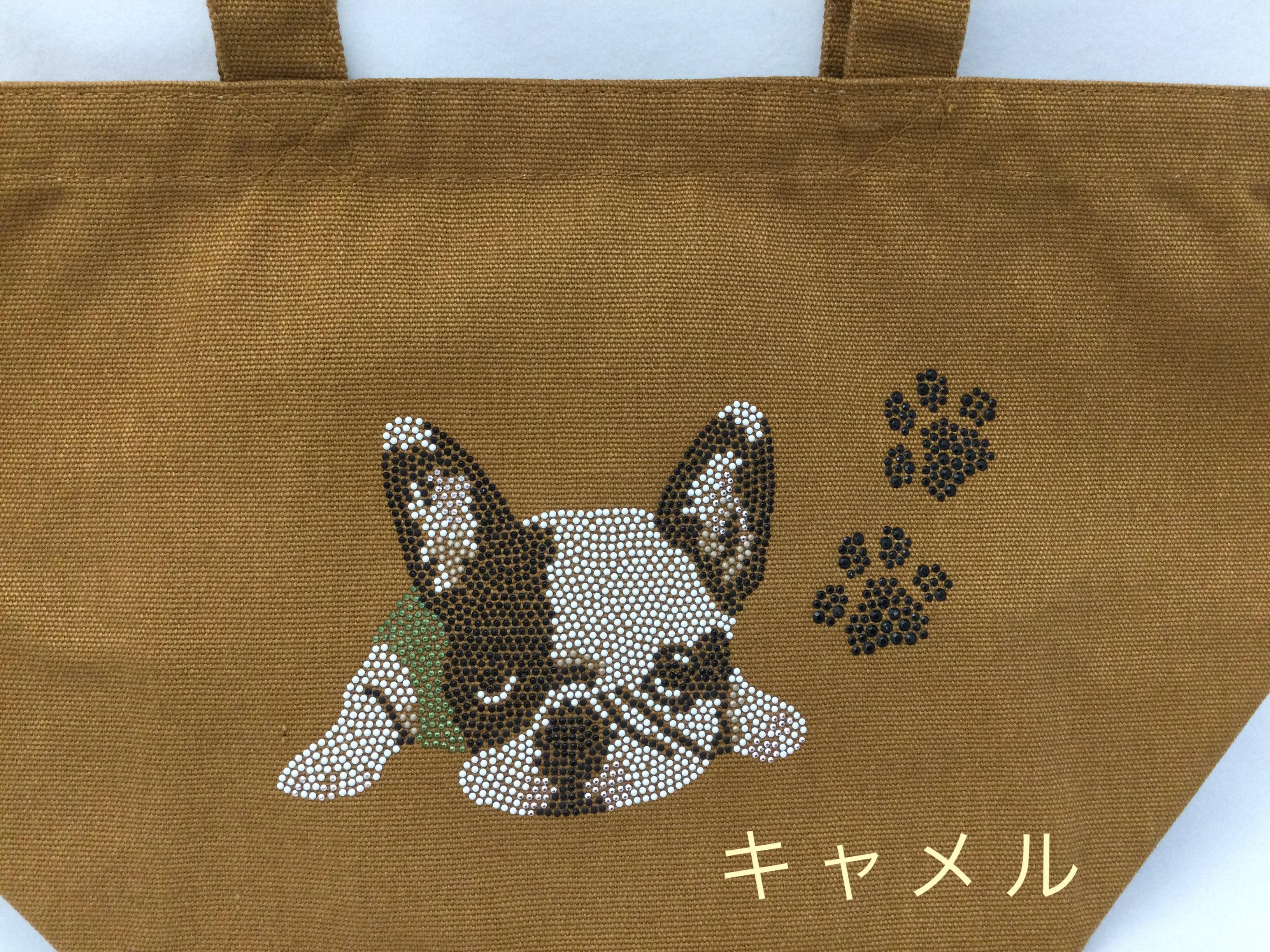フレンチブルドッグ柄ミニトートバッグ | パリス刺繍 フレンチブルドッグ柄ミニトートバッグ | パリス刺繍