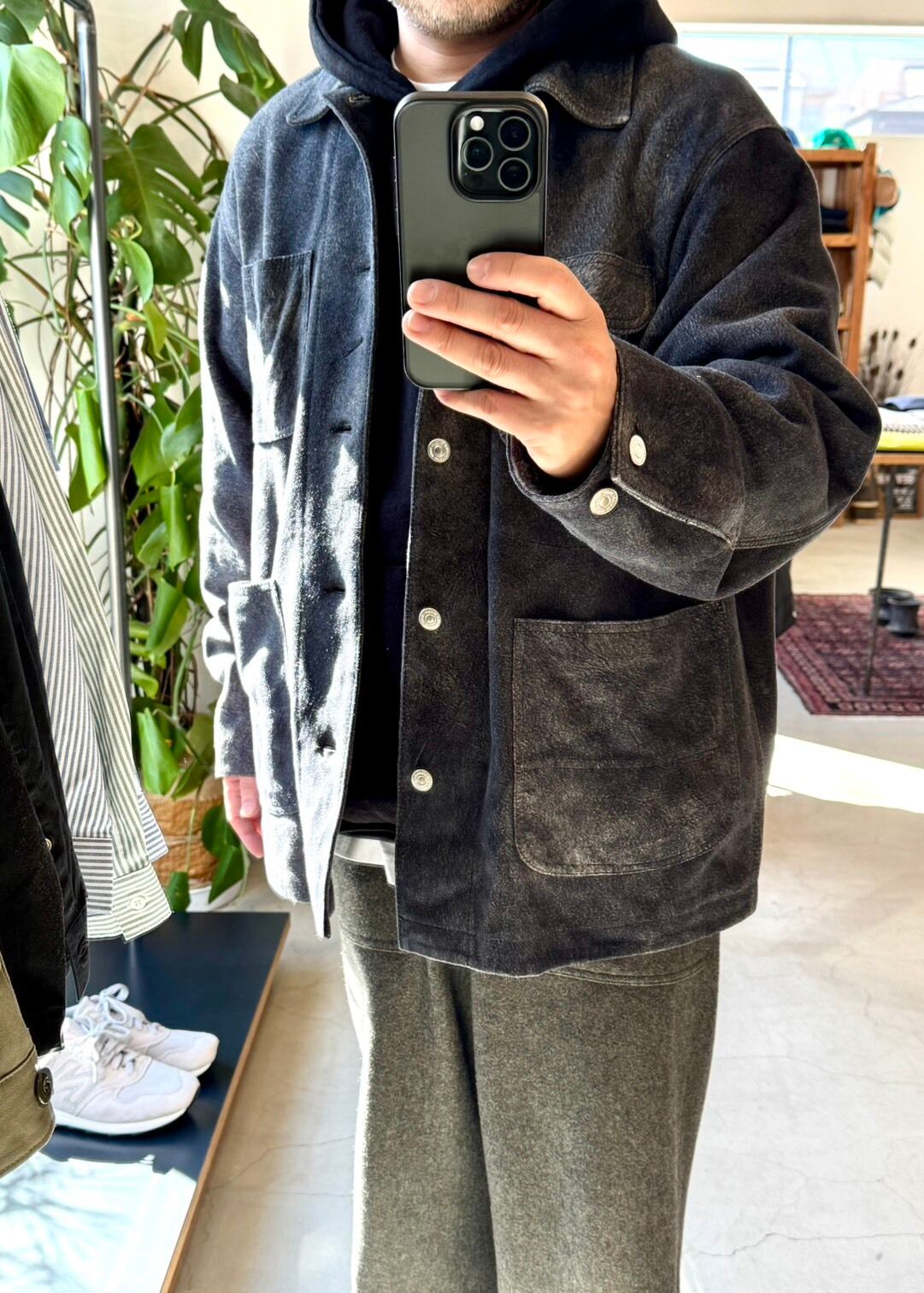 SEVEN BY SEVEN LEATHER COVERALL JACKET -Goat suede Antique finish