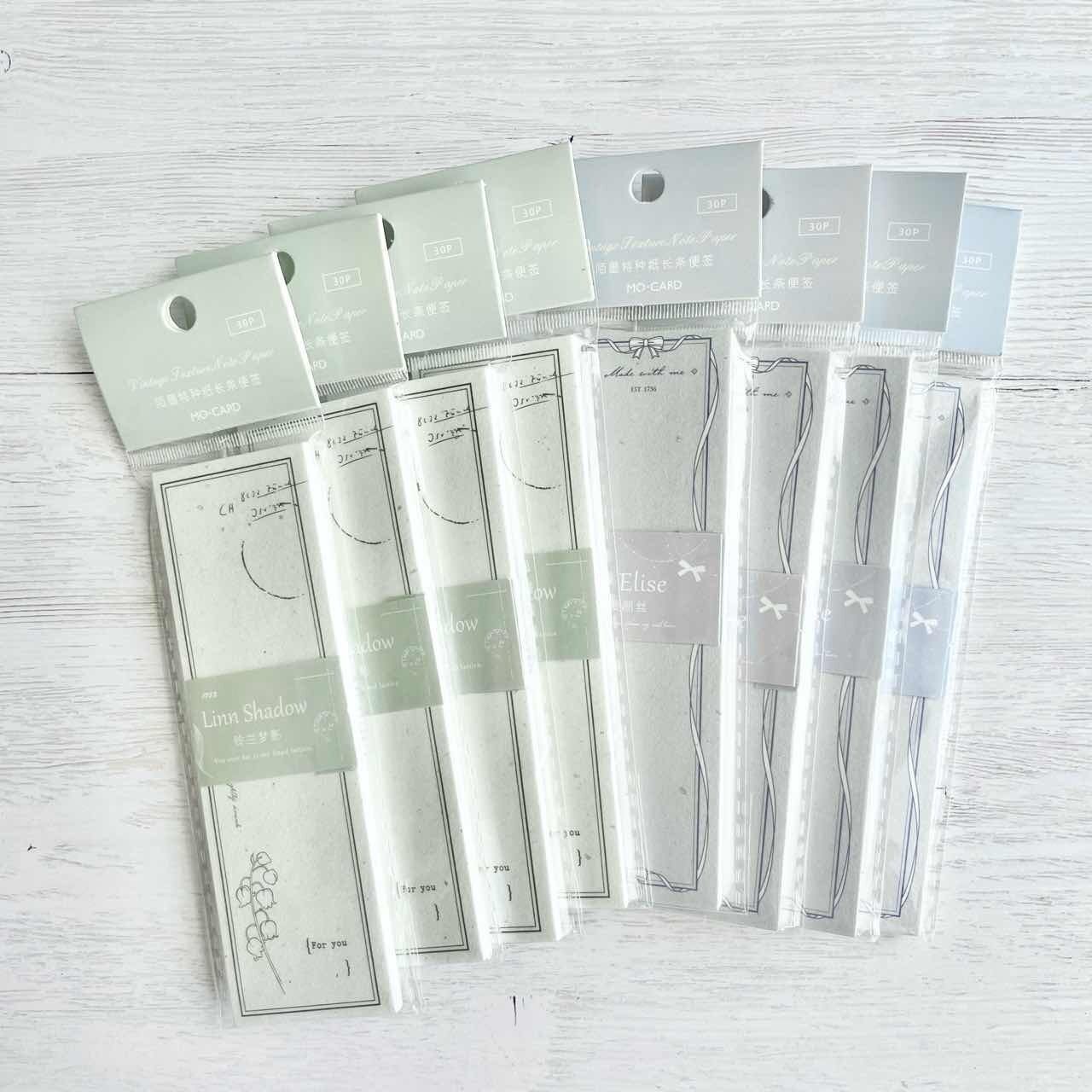 お花のミニ一筆箋|すずらん・リボン 30sheet くすみグリーン・サックスブルー レトロ