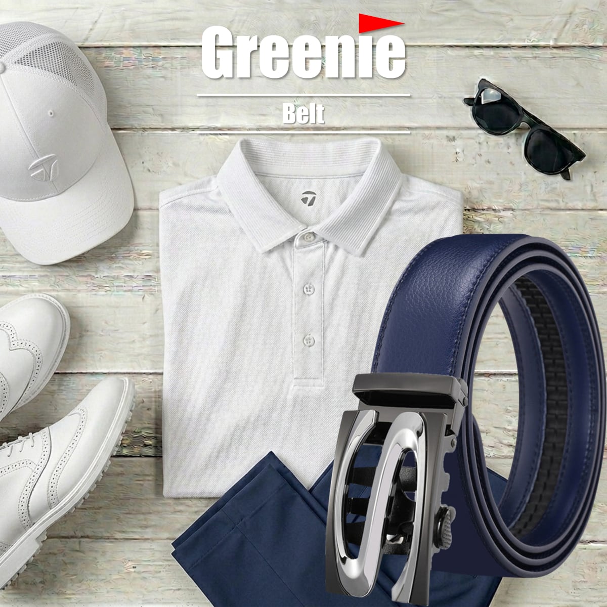Greenie (グリーニー) ベルト ゴルフ Golf オートロック PUレザー