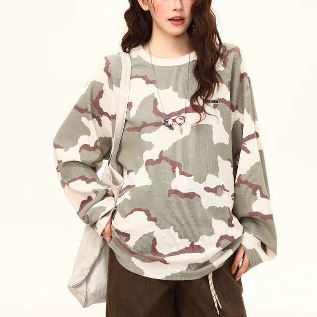 camouflage waffle long tee　迷彩ワッフルロングティー　J2135
