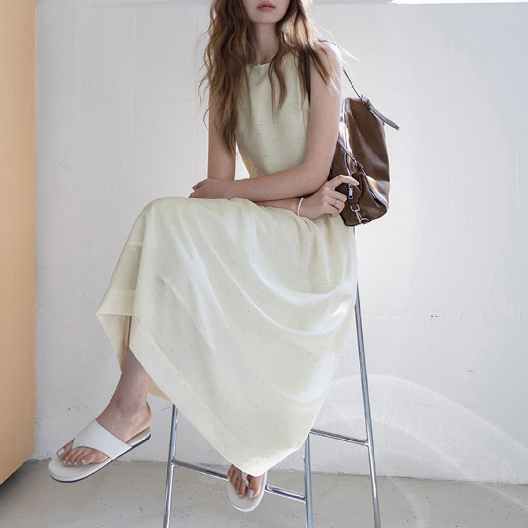 frill waist sleeveless dress