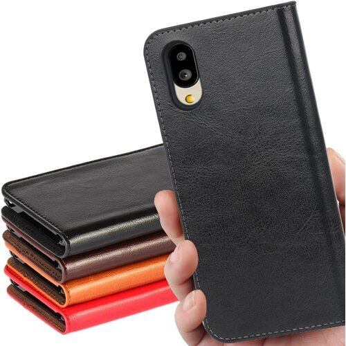 BASIO active SHG09 ケース BASIO active2 au SHG12 通用 マグネット無し シンプルスマホ7 A404SH シンプルスマホ6 A201SH ケース 手帳型 シャープ ソフトバンク ベイシオ アクティブ カバー ベイシオアクティブ2 手帳ケース 適用 case iCoverCase マグネットなし スタンド 光沢加工 牛革 レザー カード入れ ブラック 2042