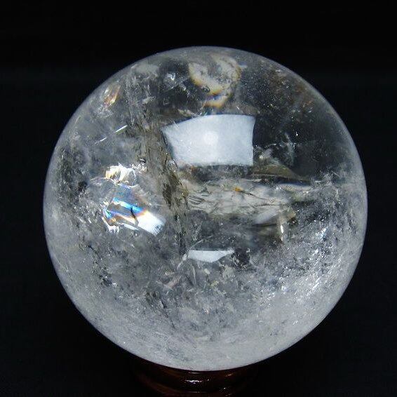 水晶 丸玉 虹入り 74mm スフィア 置物 水晶玉 一点物 151-8717
