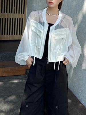 Transparent mesh zip-up jacket 2color [T2796]