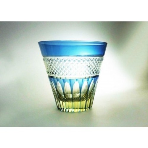 薩摩切子 ロックグラス・タンブラー 「たくみ切子ーあられ」アンバー/ブルー